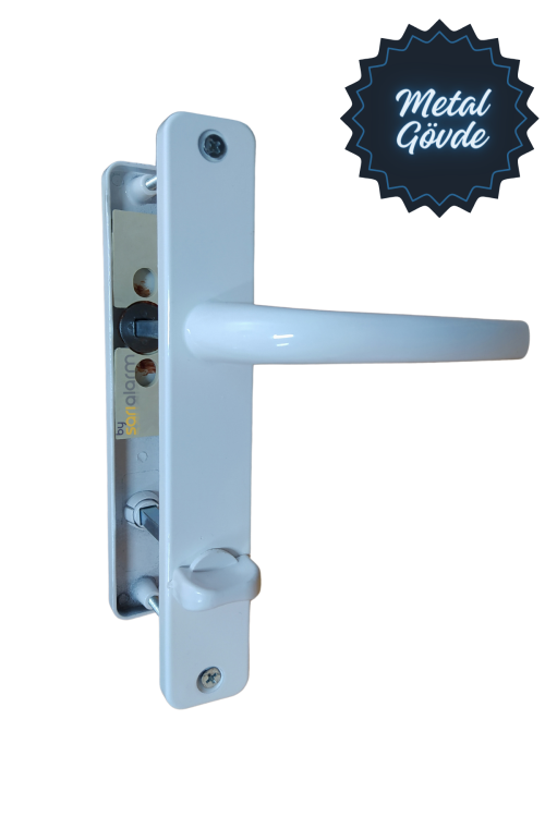 Pvc Banyo - Wc Kapı Kolu - Beyaz ( Metal Gövde )