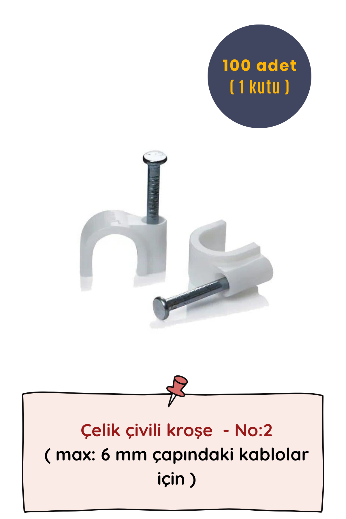 Kroşe Çelik Çivili No:2 100'lü kutu - Görsel 2