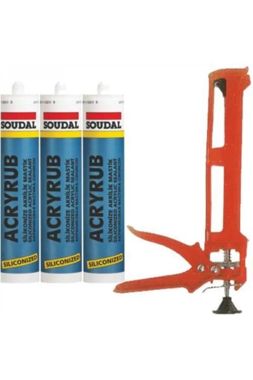 Plastik Silikon Tabancası + 3 Adet 500 ml. Beyaz Mastik