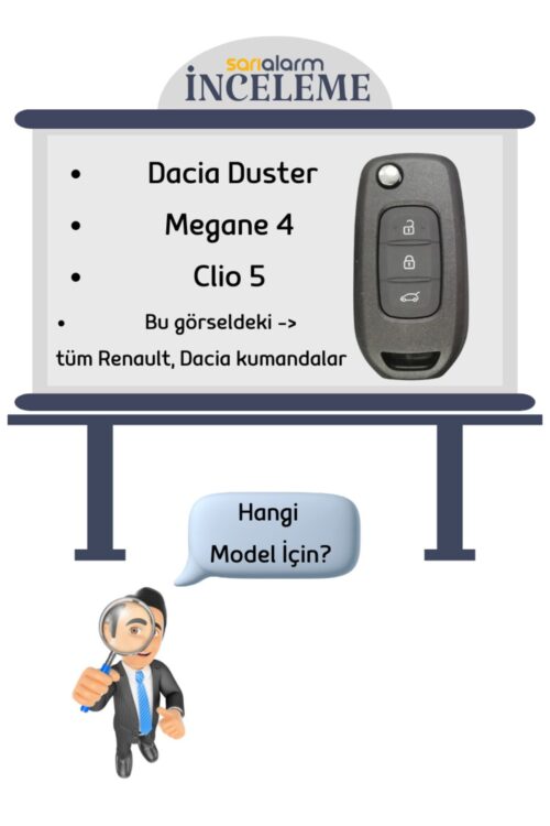 Alternative view of Premium Renault Megane Clio 5 Dacia Duster Sustalı 3 Buton Yeşil Oto Anahtar Kumanda Kabı Kılıfı