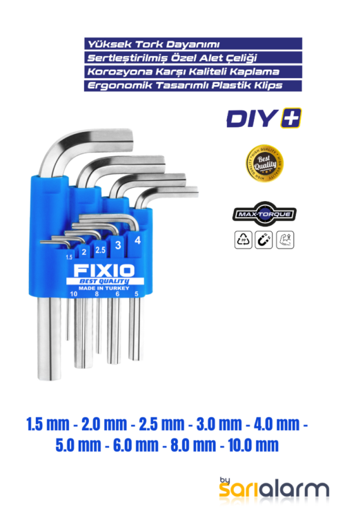 Alternative view of Fixio Kısa Allen Anahtar Takımı 9 Parça