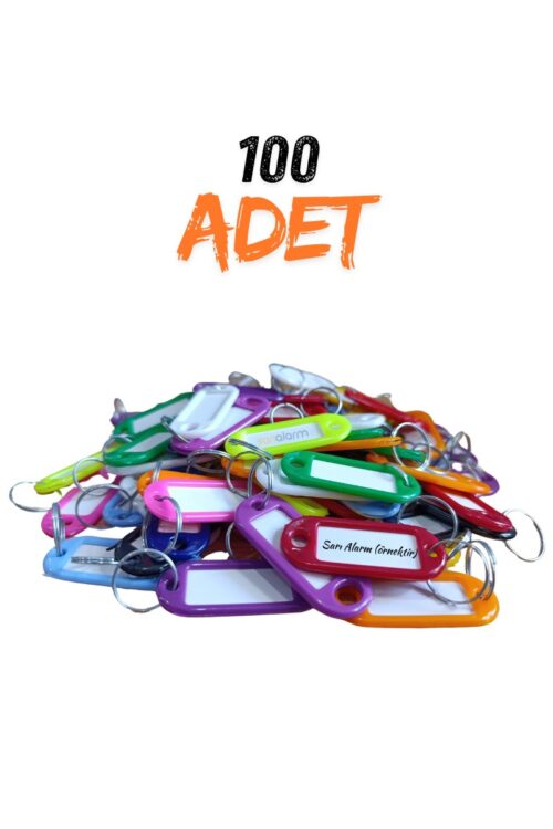 Plastik Kimlik Anahtarlık İsim Yazılabilen Karışık Renk 100 adet