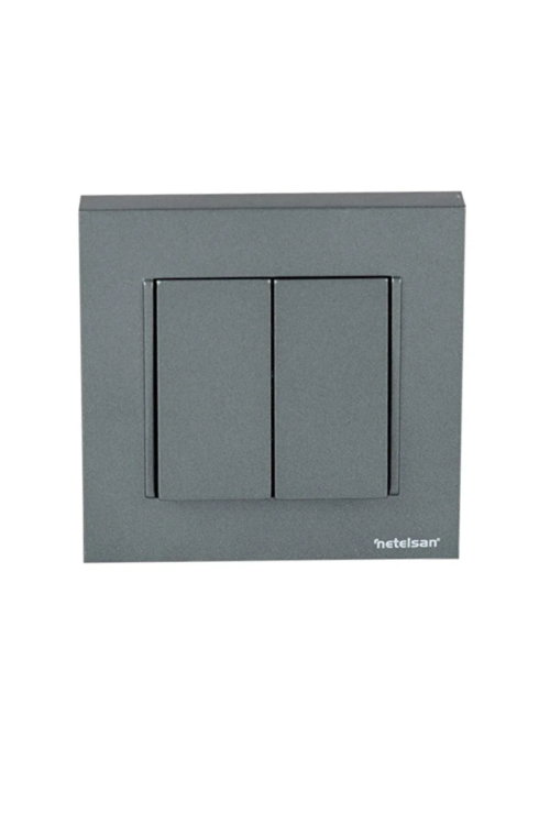 Netelsan Komutatör ( Çiftli
  Anahtar ) Antrasit Gri-Çerçeve Dahil