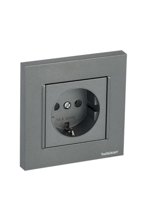 Netelsan
  Topraklı Priz Antrasit Gri - Çerçeve Dahil