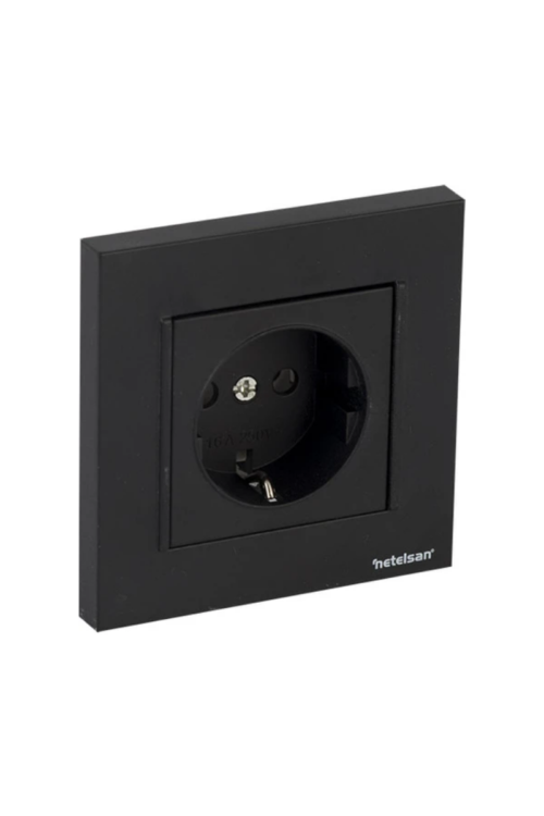 Netelsan Topraklı Priz Siyah -
  Çerçeve Dahil