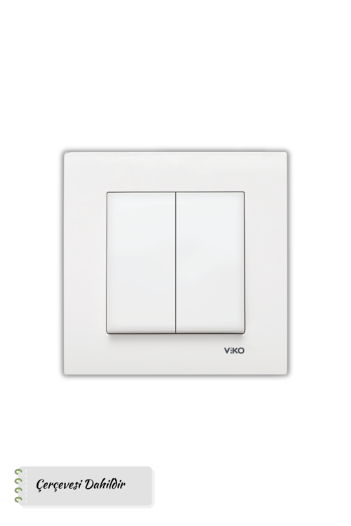 Viko Karre Modeli Beyaz Çiftli Anahtar ( Komütatör ) Çerçeve Dahil)