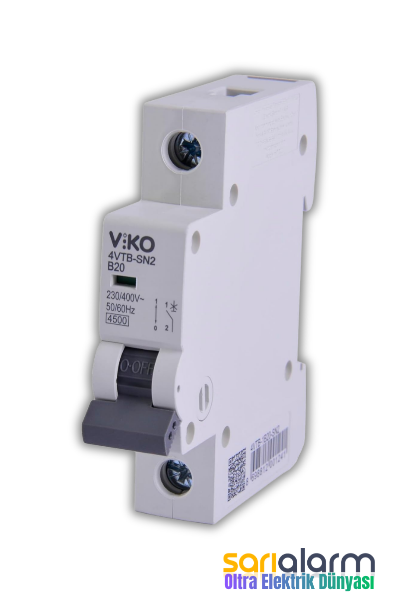 Viko 4VTB-1B20 Otomatik Sigorta 4,5kA, B Tipi, 1 Kutup, 20A - Görsel 2