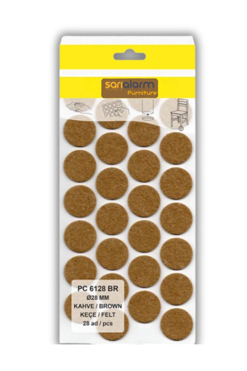 Yapışkanlı Masa Sandalye ve Mobilya Keçesi Yuvarlak Zemin Koruyucu Keçe (Ø Kahverengi28mm)