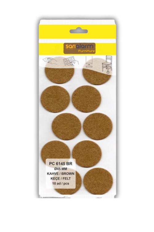 Yapışkanlı Masa Sandalye ve Mobilya Keçesi Yuvarlak Zemin Koruyucu Keçe (Ø Kahverengi 45mm)