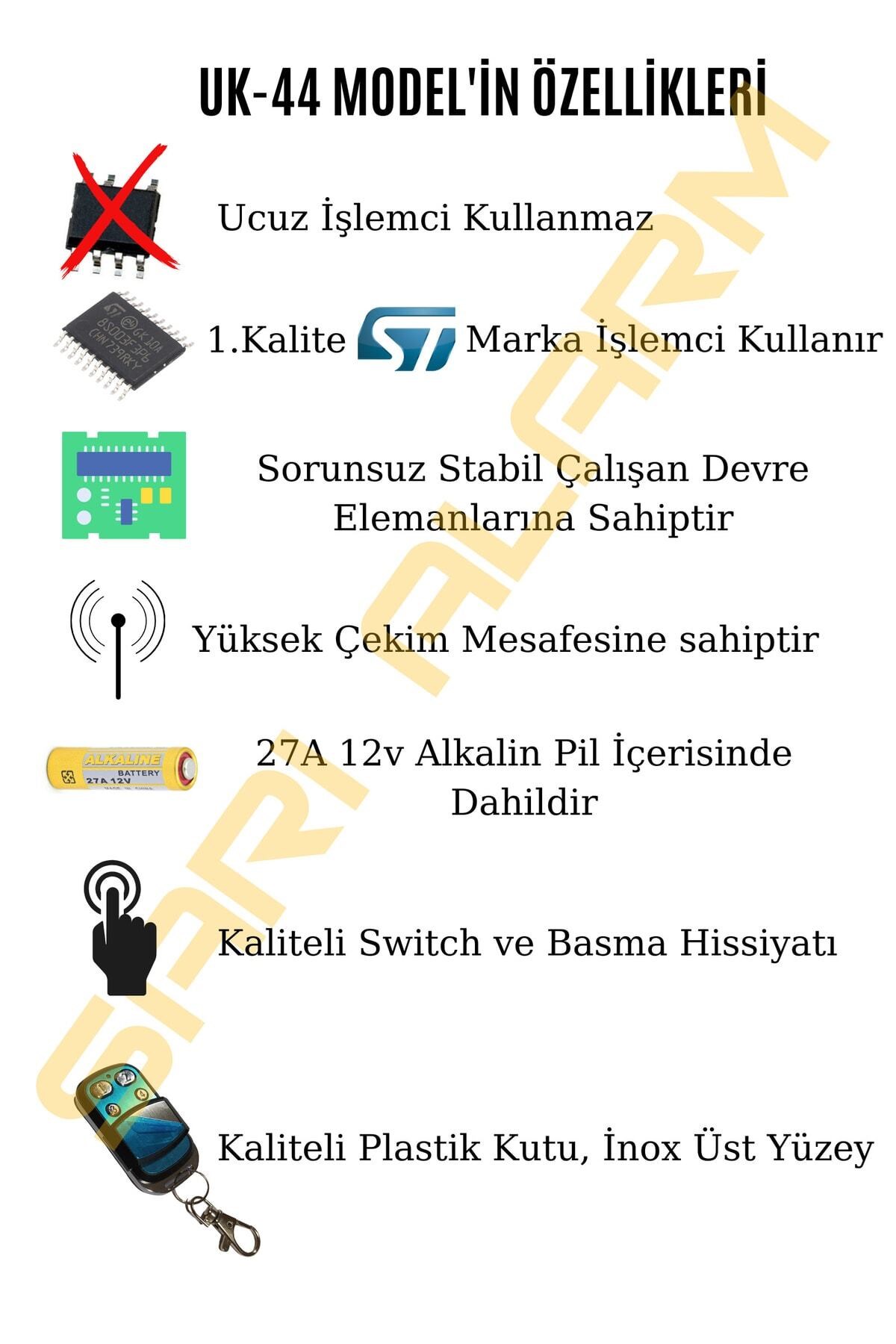 10 adet Wicom Uk-44 Universal Garaj Kepenk Bariyer Otopark Kumandası St Işlemcili 10 Adet - Görsel 4