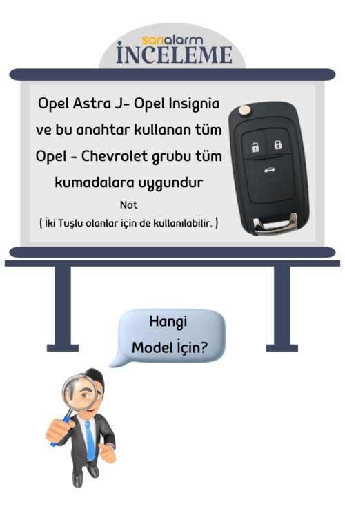 Alternative view of Opel Insignia A Astra J Sustalı 3 Buton Beyaz Oto Anahtar Kumanda Kabı Kılıfı
