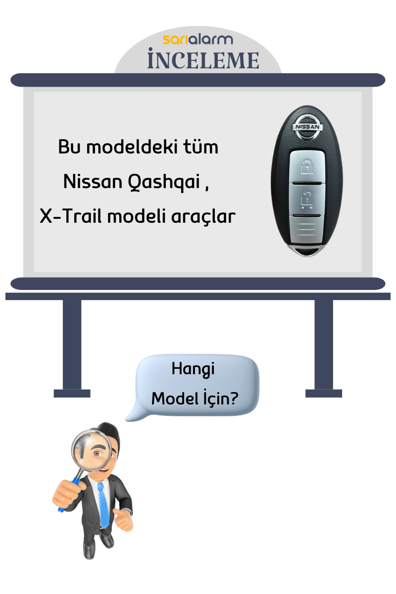 Nissan Qashqai Smart Beyaz Oto Anahtar Kumanda Kabı Kılıfı - Görsel 3