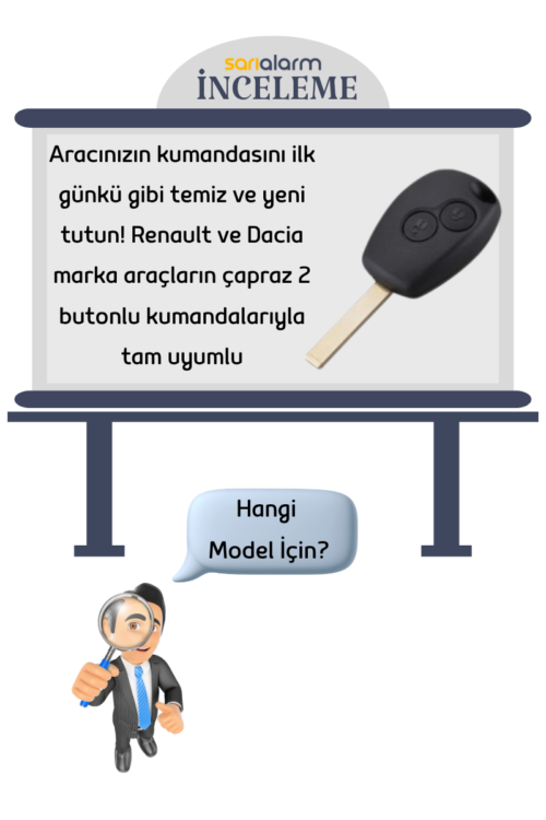 Alternative view of Renault Clio 3 , Dacia Logan Duster Sandero Siyah Kumanda Kılıfı Çapraz 2 Buton Kılıf