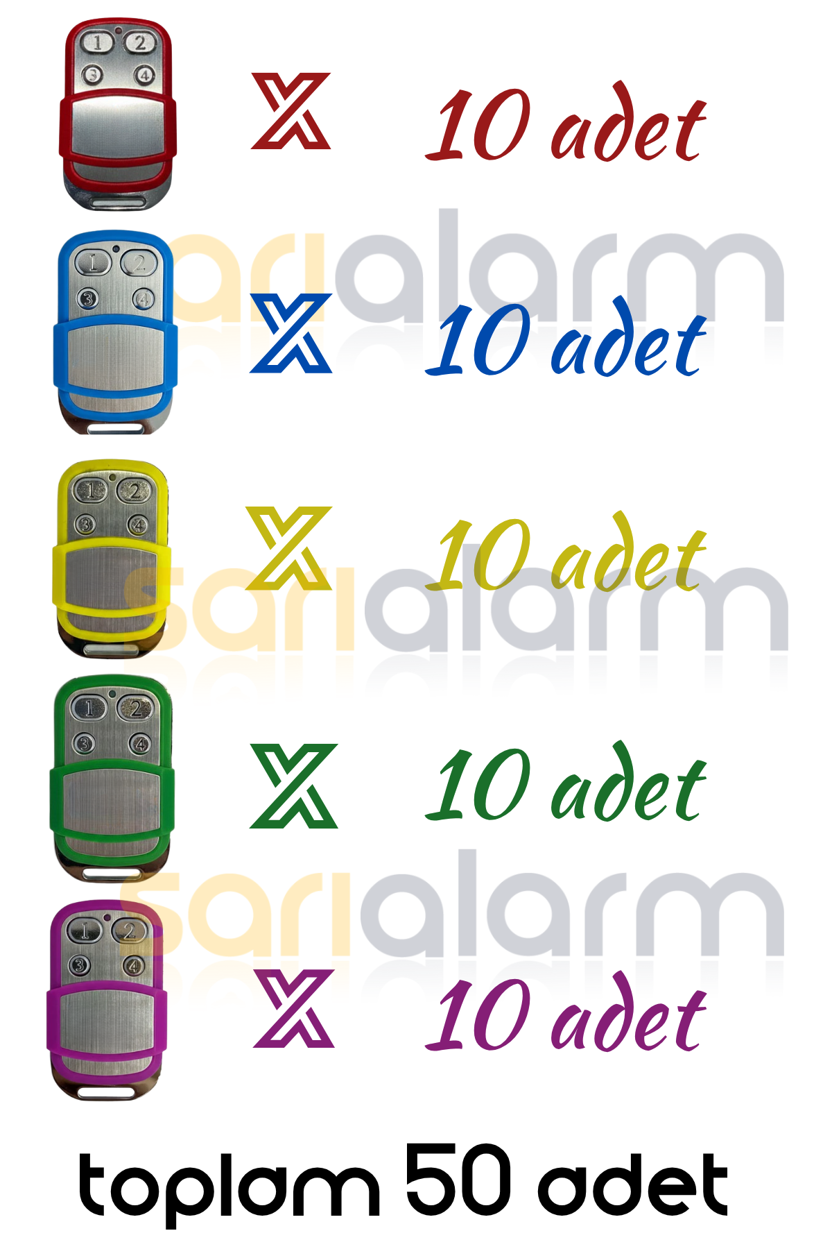Wicom Uk-44 Akıllı Otopark Kumandası 50'li Paket ( Kırmızı-Mavi-Yeşil-Fuşya-Sarı 10'ar adet) - Görsel 2