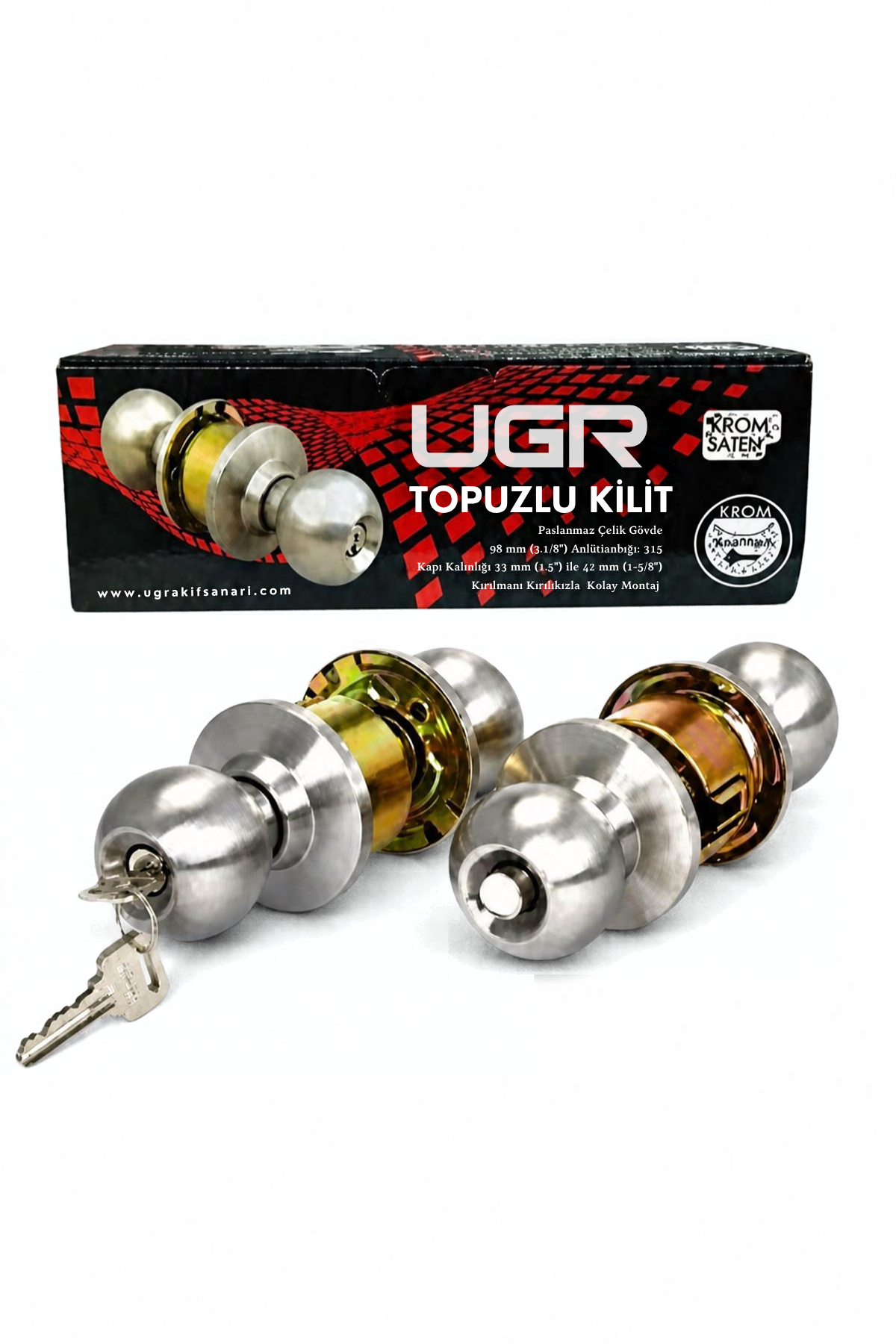 Ugr Otel Tipi Topuzlu Kilit Anahtarlı Saten Küre